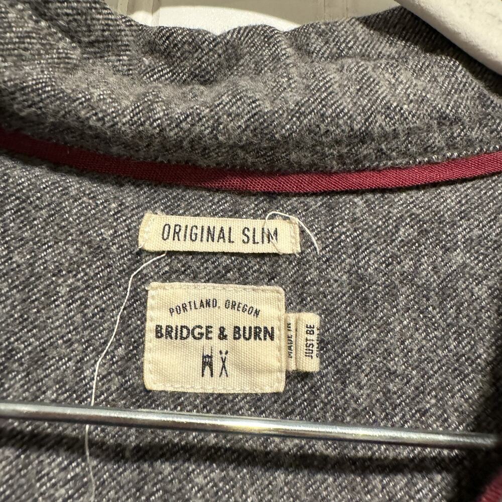 Bridge Burn Cole Slim Shirt Stone Flannel Mens XL - Picture 4 of 7